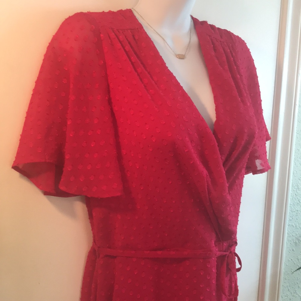 Sexy and ready for the holidays in this Vince Camuto Hi-low Wrap Midi Dress - Picture 5 of 14